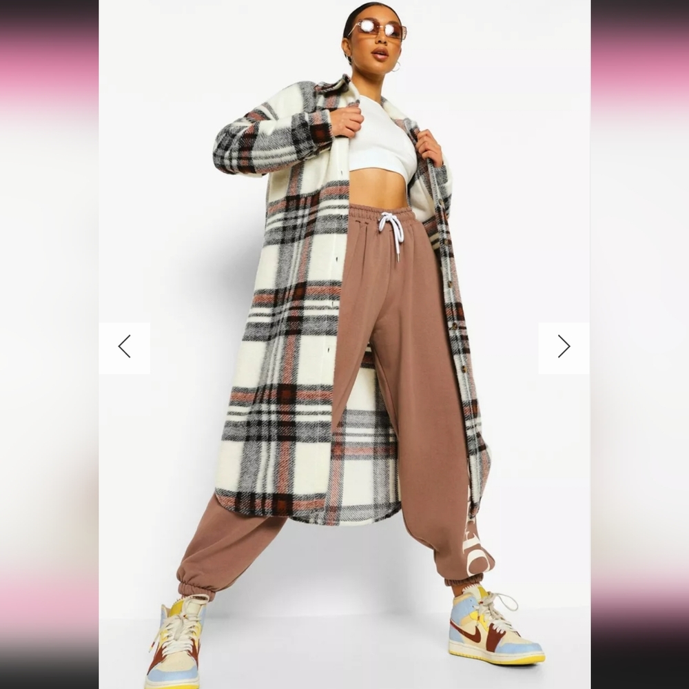 Boohoo cozy faux wool long shacket